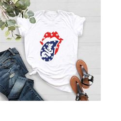 american flag tongue tee,womens 4th of july shirt,girls usa lips shirt,red white and blue tongue tshirt,independence day