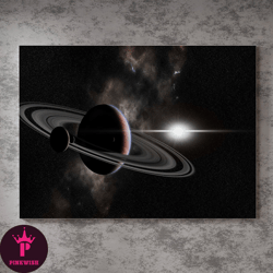 Beautiful Planet Saturn Canvas.Celestial Art.Space Wall Decor.Astronomical Print.Cosmic Home Decoration.Galaxy Artwork
