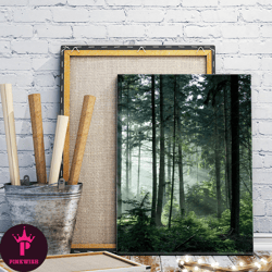 Mystery Forest Canvas Wall Art Painting, Forest Wall Art, Big Forest Art Canvas Prints, Route Photos Photography Posters