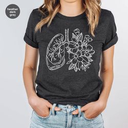 floral lungs shirt, respiratory graphic tees, anatomical lung shirt, therapist shirt, nurse shirt, lung tshirt, breathe