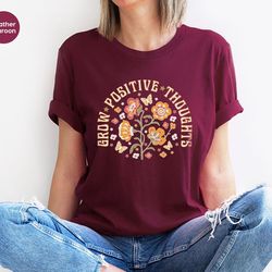 mental health shirt, positive tshirt, boho outfit, motivational gifts, floral vneck t shirt, inspirational clothing, ret