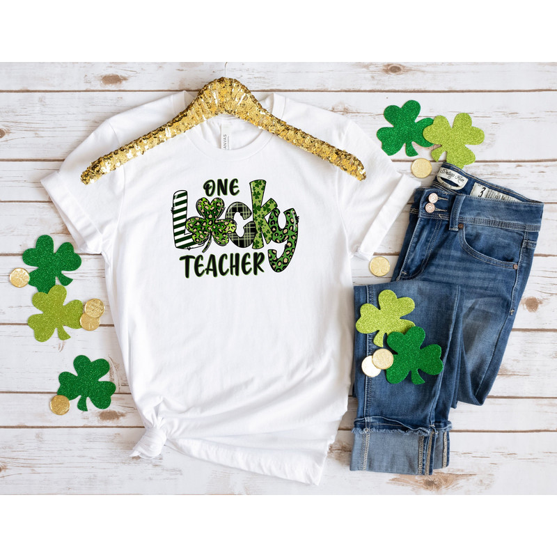 One Lucky Teacher Shirt, Teacher Shirt, St Patrick's Day Teacher Shirt, Blessed Teacher, Teacher Gift, Shamrock Shirt.jpg