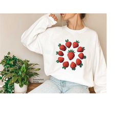 strawberry sweatshirt, gardener shirt for women, aesthetic clothing, cottagecore hoodie, floral t-shirt gift, wildflower