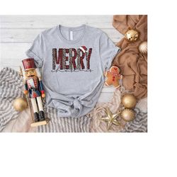 leopard merry shirt,buffalo plaid christmas shirt,santa claus tee,gift for christmas,holiday shirt,merry xmas shirt,chri