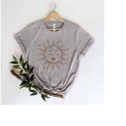 sun shirt,celestial tshirt for her,mystical shirt,astrology shirt,vintage boho tee,sun moon shirt,bohemian shirt,sun gra