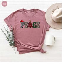 christmas peace shirt,family christmas shirt, happy xmas shirt,gift for girlfriend,holiday gift,merry christmas tee,matc