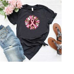 breast cancer awareness shirt,sunflower cancer ribbon tee,breast cancer gift,motivational shirt, leopard sunflower shirt