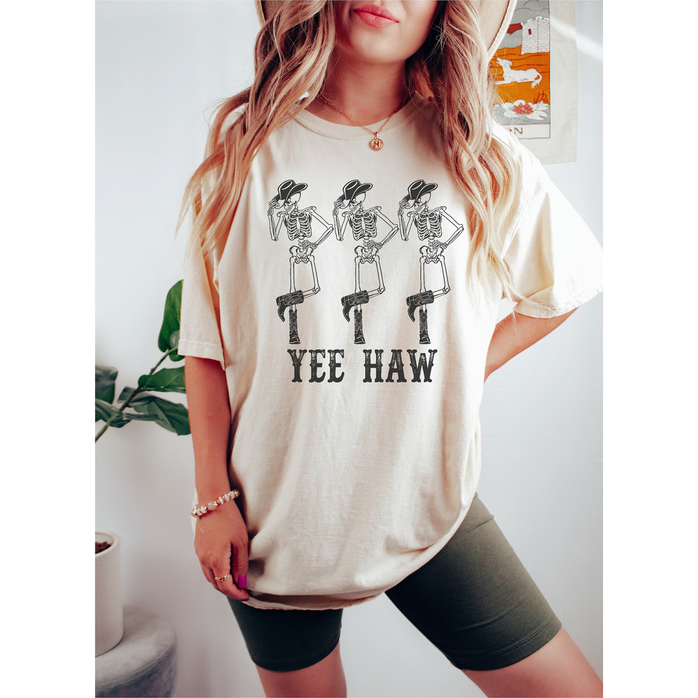 YeeHaw Shirt, Howdy Shirt, Dancing Skeleton Cowboy Tee, Comfort ColorsĀ®, Boho Tee, Country Music Tee, Country Western Cowgirl Shirt 1.jpg