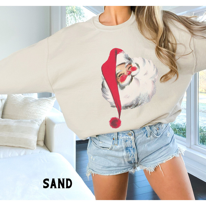 Retro Santa Sweatshirt, Vintage Santa Hoodie, Christmas PJs Matching Family Holiday Clothing Womens Christmas Sweatshirt for Women 1.jpg