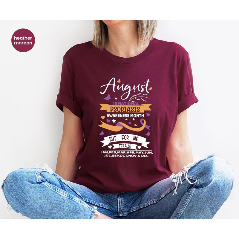 Psoriasis Support Clothing, Awareness Ribbon Graphic Tees, Dermatology Outfit, Psoriasis Warrior Gifts, Eczema Survivor, Awareness Month Tee.jpg