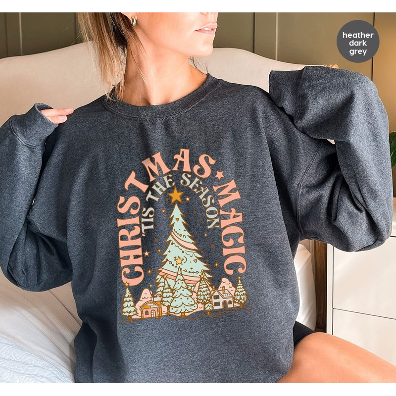Retro Christmas Hoodies, Merry Christmas Sweatshirt, Christmas Tree Long Sleeve Shirt, Holiday Clothing, Family Christmas Sweatshirts.jpg