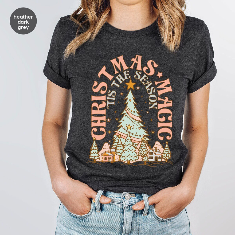 Retro Christmas Shirt, Merry Christmas Sweatshirt, Christmas Tree T Shirts, Holiday Clothing, Winter Outfits, Family Christmas T-Shirts.jpg