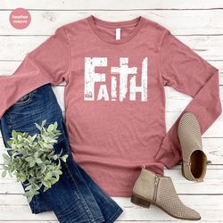 retro faith long sleeve t shirt, christian gifts, religious sweatshirt, christian cross hoodies and sweaters, vintage be