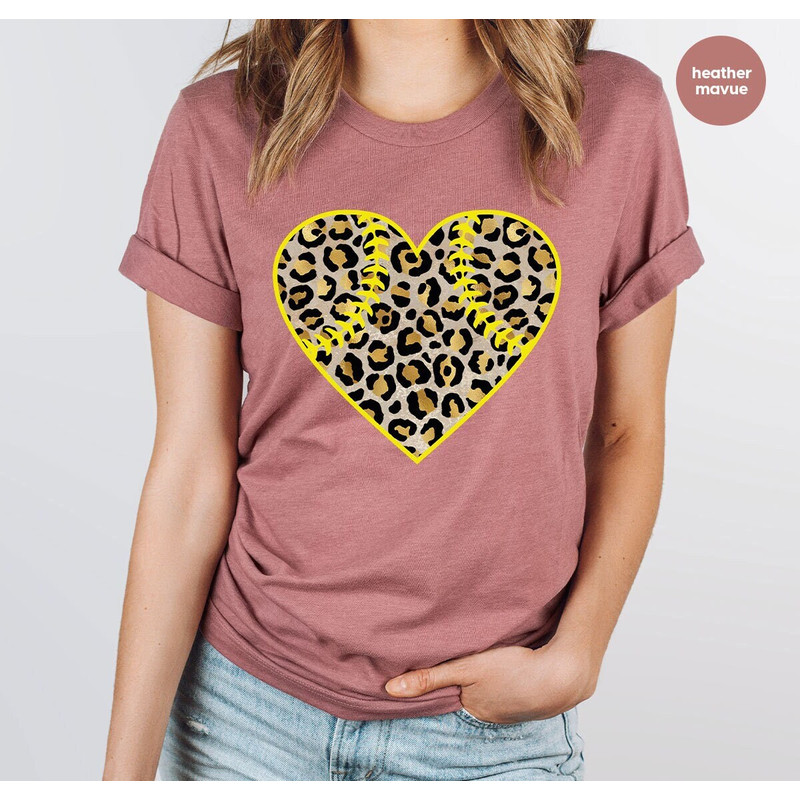 Softball Mom Shirt, Softball Sister Gift, Softball Aunt Vneck Shirt, Softball Gift for Her, Softball Gigi Tshirt, Leopard Print Graphic Tees.jpg