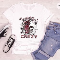 women outfit, botanical tshirt, gift for her, skeleton shirt, floral tshirt, shirt for women, flower graphic tees, skull
