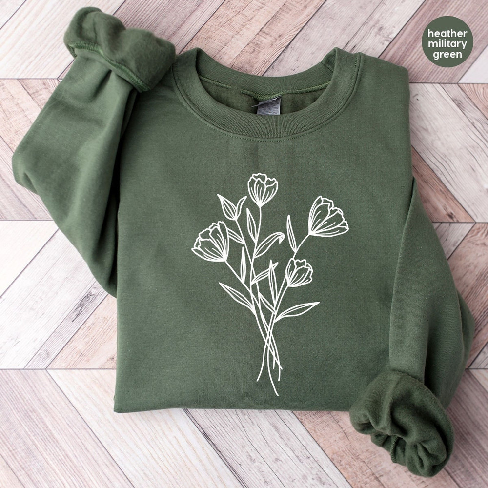 Aesthetic Flowers Long Sleeve, Botanical Clothing, Gifts for Mom, Floral Graphic Crewneck Sweatshirt, Plant Hoodies, Cool Gardening Sweaters.jpg