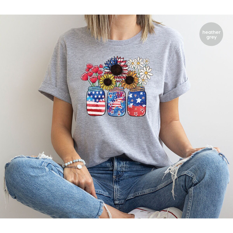 America Sunflower Shirt, Veterans Day Graphic Tees, 4th Of July Flag T Shirts, Gift For American, Freedom Outfit, Independence Shirt.jpg