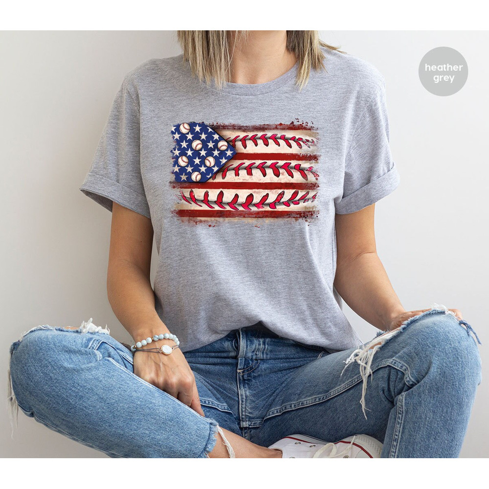 American Flag Baseball Shirt, 4th of July Gift, USA Flag Baseball Graphic Tees, Patriotic Baseball T-Shirt, American Toddler Shirt.jpg