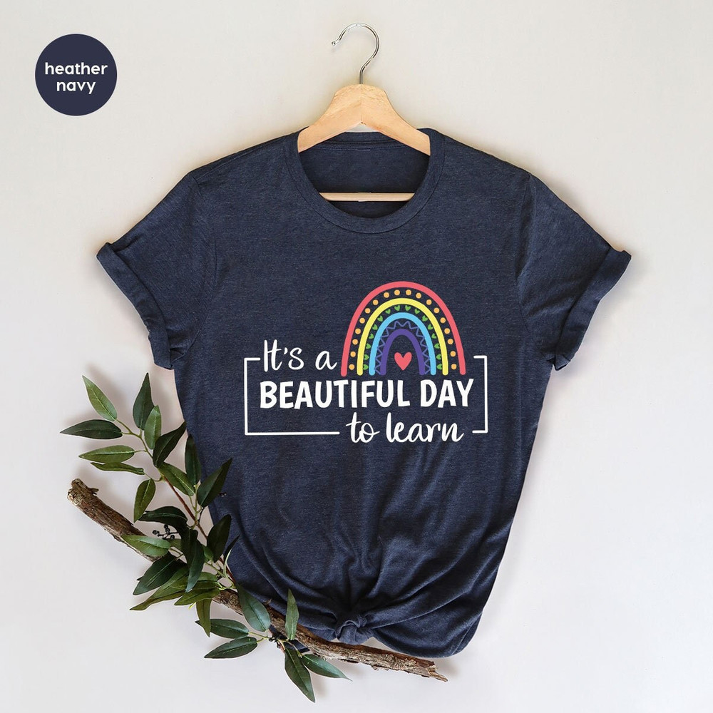 Back to School Outfit, Funny Teacher Shirt, First Day of School Gifts, Teacher Appreciation Gift, Inspirational Vneck Tshirt, Rainbow Tee.jpg