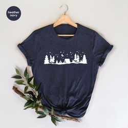 camp tshirt, cute camping tshirt, camper outfits, camp gifts, outdoor clothing, adventure shirts, hiking vneck tshirt, t