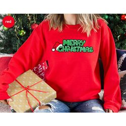 christmas long sleeve shirt, merry christmas sweatshirt, holiday clothing, xmas outfits, winter clothes, santa hoodies,
