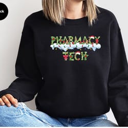 christmas pharmacy tech sweatshirt, pharmacy technician gifts, merry christmas long sleeve shirt, pharmacist outfit, hol