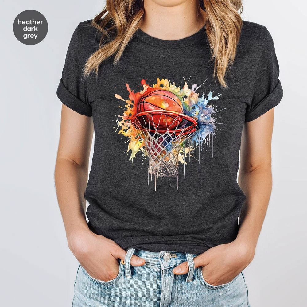 Cool Basketball Shirt, Sport Graphic Tees, Basketball Mom Vneck Shirt, Basketball Coach Gifts, Basketball Player Clothing, Gift for Her.jpg