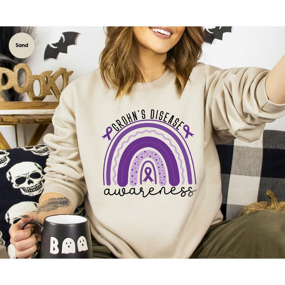 Crohns Disease Hoodies, Crohns Survivor Gift, Crohns Warrior Crewneck Sweatshirt, Crohns Awareness Outfit, Chronic Illness Long Sleeve Shirt.jpg
