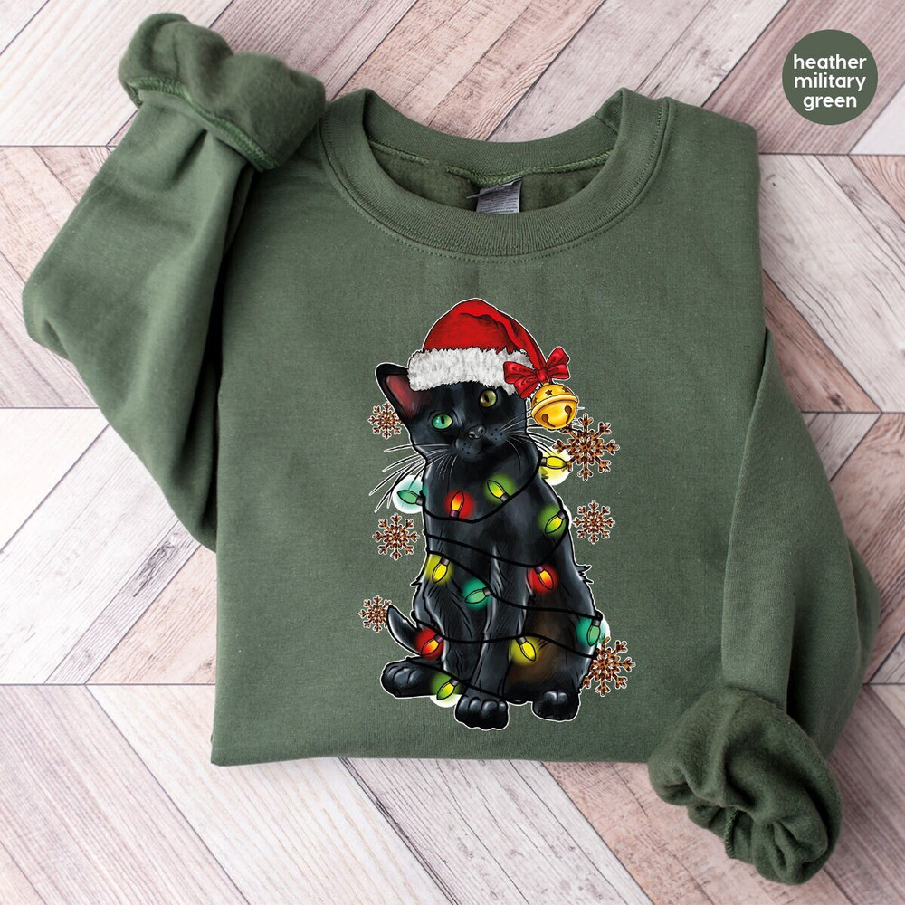 Cute Christmas Cat Hoodies, Christmas Gifts, Cat Mom Clothing, Holiday Crewneck Sweatshirt, Cat Dad Sweaters, Cat Owners Gift 1.jpg