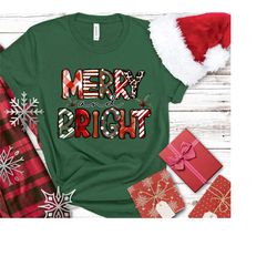 merry and bright, christmas shirt, holiday shirt, merry christmas, christmas tree shirt, merry and bright shirt, merry c