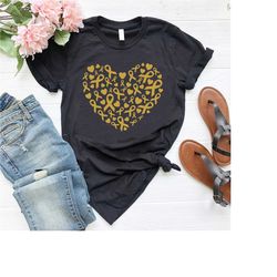 childhood cancer heart ribbon shirt, cute cancer awareness shirt, gold ribbon heart, cancer fighter tee, pediatric cance