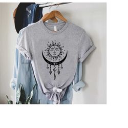 celestial shirt,moon graphic t shirt,sun moon tshirt,celestial tee,gifts for her,sun shirt,moon phases shirt,mystical su
