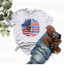 loves jesus and america too shirt,american sunflower shirt,jesus lover america shirt,patriotic christian shirt,independe
