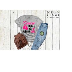 cancer awareness shirt,cancer support shirt,cancer picked the wrong girl,breast cancer tee,motivational shirt,pink ribbo