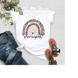 women principal shirt,principal gift,leopard rainbow principal tee,school shirt,inspirational shirt,teacher appreciation