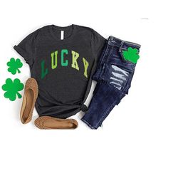 lucky shirt,womens lucky t-shirt,lucky shamrock tee,four leaf clover,patricks day gift,lucky charm tee,st patricks day t