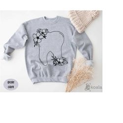 floral tooth sweatshirt, floral dentist sweater, dental assistant sweater, orthodontic dental, dentist sweatshirt, denta