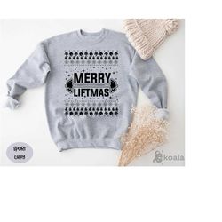 merry liftmas sweatshirt, muscular santa sweatshirt, funny ugly christmas sweatshirt, gym christmas sweatshirt, christma