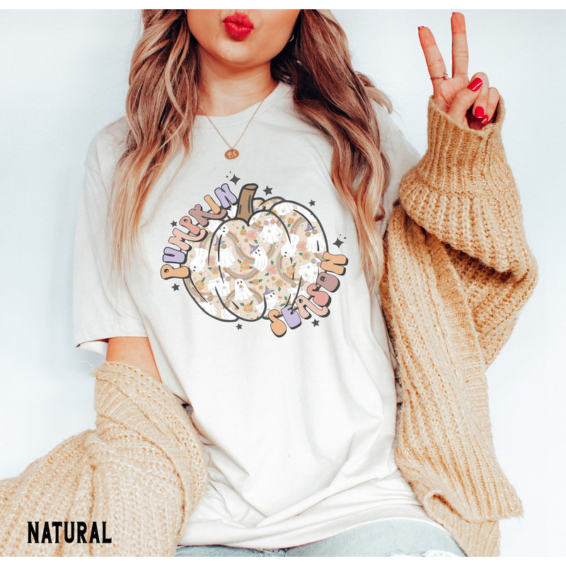 Pumpkin Shirt, Halloween Shirt, Pumpkin Season Hippie Tee, Spooky Season TShirt, Thanksgiving Shirt, Oversized, Comfy, Fall Shirts.jpg