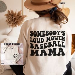 retro baseball mama sweatshirt, back design, funny baseball mom crewneck, loudmouth baseball mama sweater, gift for litt