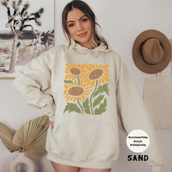 retro flower sweatshirt, sunflower crewneck, vintage floral hoodie, boho sunflower sweatshirt, flower sweater, gift for