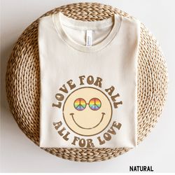 retro gay pride shirt, groovy pride shirt, love for all, lgbtq ally shirt, bi pride tshirt, gay ally gifts