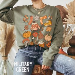 retro halloween sweatshirt, fall halloween doodles, thanksgiving sweatshirt, womens fall crewneck, cute fall sweater 2