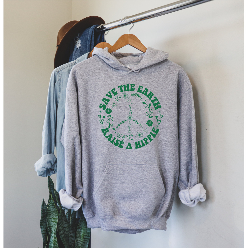 Save the Earth Raise a Hippie graphic hoodie, Climate Change, Global warming vintage graphic sweatshirt, Love your mother sweatshirt.jpg