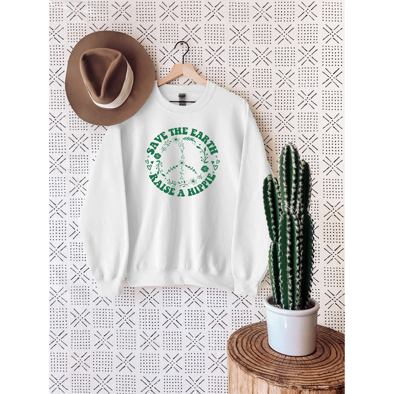 Save the Earth Raise a Hippie graphic sweatshirt, Climate Change, Global warming vintage graphic sweatshirt, Love your mother sweatshirt.jpg