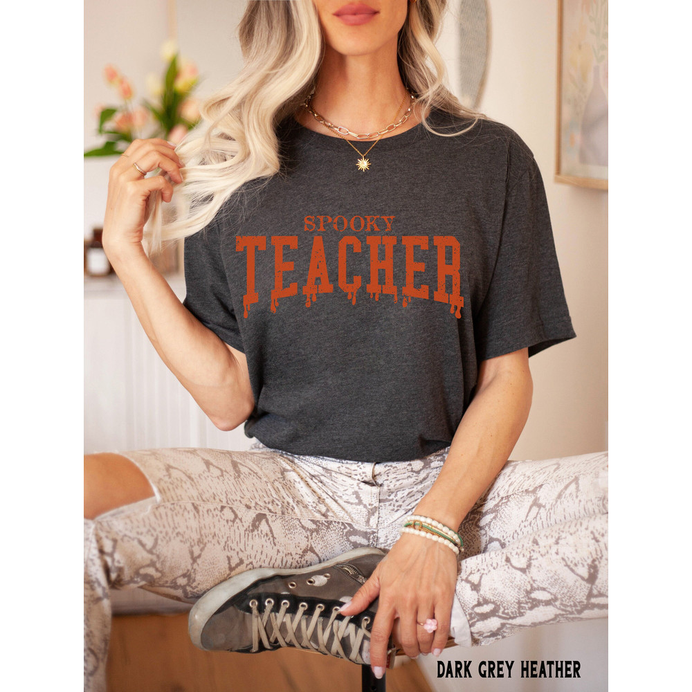 Spooky Teacher Orange Ink Halloween Shirt, Halloween Tee, Teacher Halloween TShirt, Spooky Season Shirt for Halloween Teacher Gift.jpg