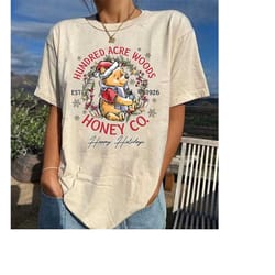 vintage floral winnie the pooh christmas hundred acre woods est 1926 honey co shirt, the pooh and friends happy holidays