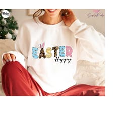 happy easter sweatshirt, women's cute easter shirt, preppy easter day gifts, easter bunny shirt, easter hoodie for girls