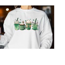 st patricks day coffee sweatshirt, st paddys day coffee sweatshirt, iced coffee, hot coffee, holiday drinks, saint patri
