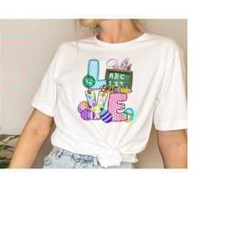 easter teacher shirt, teacher easter shirt, easter gift for teacher, love teacher tee, peeps t-shirt, easter day shirt,